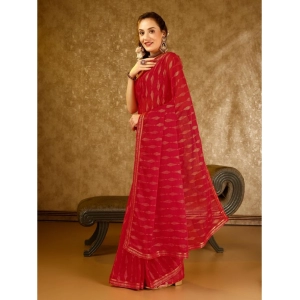 Generic Women's Zomto Laheriya Saree With Unstitched Blouse (Red, 5-6 Mtrs)