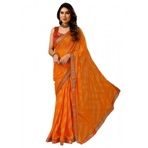 Generic Women's Zomto Zig Zag Saree With Unstitched Blouse (Yellow, 5-6 Mtrs)