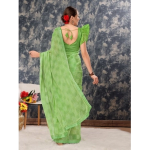 Generic Women's Zomto Checked Saree With Unstitched Blouse (Green, 5-6 Mtrs)