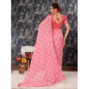 Generic Women's Zomto Checked Saree With Unstitched Blouse (Pink, 5-6 Mtrs)