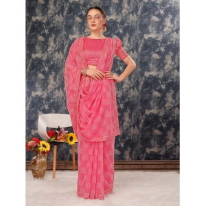 Generic Women's Zomto Checked Saree With Unstitched Blouse (Pink, 5-6 Mtrs)