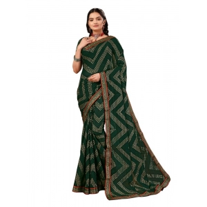 Generic Women's Zomto Zig Zag Saree With Unstitched Blouse (Green, 5-6 Mtrs)