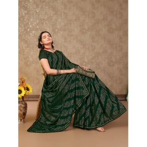 Generic Women's Zomto Bandhini Saree With Unstitched Blouse (Green, 5-6 Mtrs)