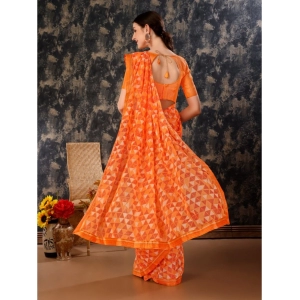 Generic Women's Zomto Printed Saree With Unstitched Blouse (Dark Orange, 5-6 Mtrs)