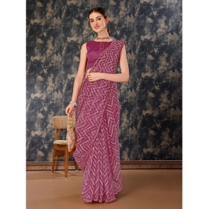 Generic Women's Linen Zig Zag Saree With Unstitched Blouse (Purple, 5-6 Mtrs)