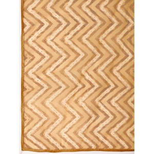 Generic Women's Linen Zig Zag Saree With Unstitched Blouse (Beige, 5-6 Mtrs)