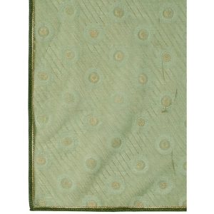 Generic Women's Linen Gola Printed Saree With Unstitched Blouse (Green, 5-6 Mtrs)