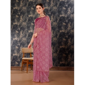 Generic Women's Linen Gola Printed Saree With Unstitched Blouse (Purple, 5-6 Mtrs)