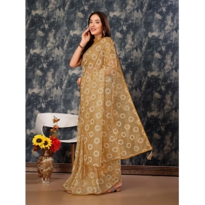 Generic Women's Linen Gola Printed Saree With Unstitched Blouse (Beige, 5-6 Mtrs)