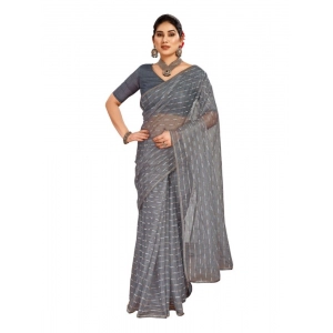Generic Women's Linen Line Saree With Unstitched Blouse (Grey, 5-6 Mtrs)