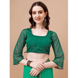 Generic Women's Weightless Floral Printed Saree With Unstitched Blouse (Green, 5-6 Mtrs)
