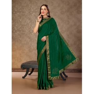 Generic Women's Vichitra Swiroshki Butta Saree With Unstitched Blouse (Green, 5-6 Mtrs)