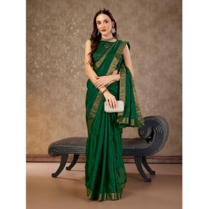 Generic Women's Vichitra Swiroshki Butta Saree With Unstitched Blouse (Green, 5-6 Mtrs)