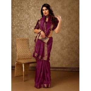 Generic Women's Vichitra Swiroshki Butta Saree With Unstitched Blouse (Wine, 5-6 Mtrs)