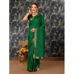 Generic Women's Vichitra Bandhini Saree With Unstitched Blouse (Green, 5-6 Mtrs)