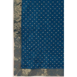 Generic Women's Vichitra Bandhini Saree With Unstitched Blouse (Blue, 5-6 Mtrs)