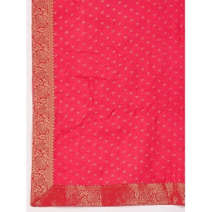 Generic Women's Vichitra Bandhini Saree With Unstitched Blouse (Pink, 5-6 Mtrs)