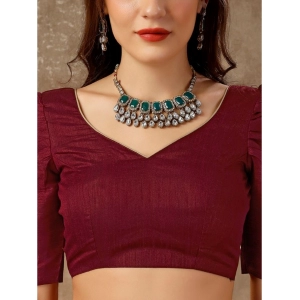 Generic Women's Vichitra Bandhini Saree With Unstitched Blouse (Maroon, 5-6 Mtrs)