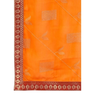 Generic Women's Zomto Patta Chiffon Saree With Unstitched Blouse (Yellow, 5-6 Mtrs)