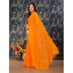 Generic Women's Chiffon Fabric Plain Saree With Unstitched Blouse (Yellow, 5-6 Mtrs)