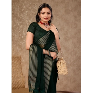 Generic Women's Chiffon Fabric Plain Saree With Unstitched Blouse (Green, 5-6 Mtrs)