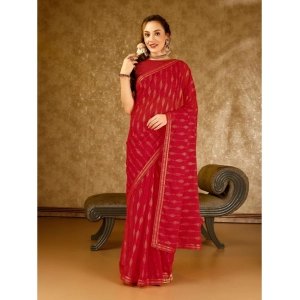 Generic Women's Zomto Laheriya Saree With Unstitched Blouse (Red, 5-6 Mtrs)