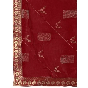 Generic Women's Zomto Patta Chiffon Saree With Unstitched Blouse (Maroon, 5-6 Mtrs)