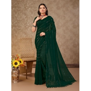 Generic Women's Chiffon Fabric Line Saree With Unstitched Blouse (Green, 5-6 Mtrs)