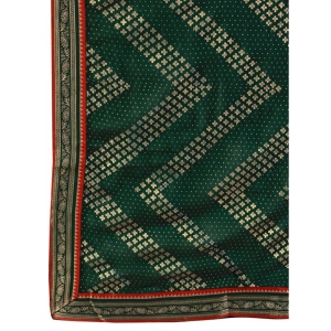Generic Women's Zomto Zig Zag Saree With Unstitched Blouse (Green, 5-6 Mtrs)