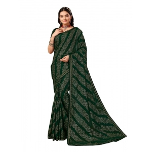 Generic Women's Zomto Bandhini Saree With Unstitched Blouse (Green, 5-6 Mtrs)