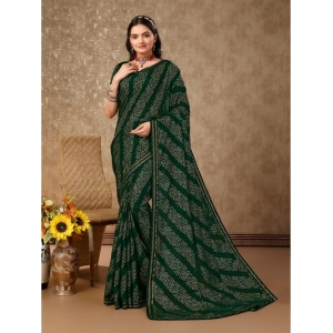 Generic Women's Zomto Bandhini Saree With Unstitched Blouse (Green, 5-6 Mtrs)