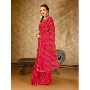 Generic Women's Zomto Bandhini Saree With Unstitched Blouse (Pink, 5-6 Mtrs)