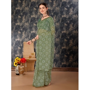 Generic Women's Linen Gola Printed Saree With Unstitched Blouse (Green, 5-6 Mtrs)