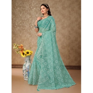 Generic Women's Linen Gola Printed Saree With Unstitched Blouse (Turquies Green, 5-6 Mtrs)