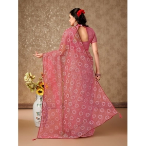 Generic Women's Linen Gola Printed Saree With Unstitched Blouse (Light Pink, 5-6 Mtrs)
