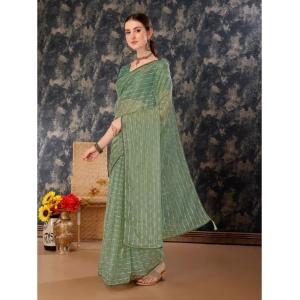 Generic Women's Linen Line Saree With Unstitched Blouse (Green, 5-6 Mtrs)