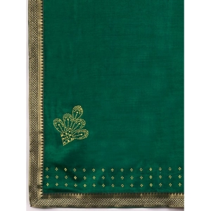 Generic Women's Vichitra Swiroshki Butta Saree With Unstitched Blouse (Green, 5-6 Mtrs)
