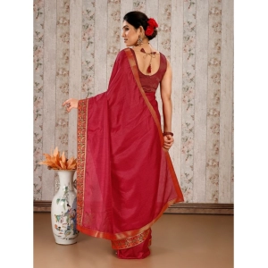 Generic Women's Vichitra Swiroshki Butta Saree With Unstitched Blouse (Maroon, 5-6 Mtrs)