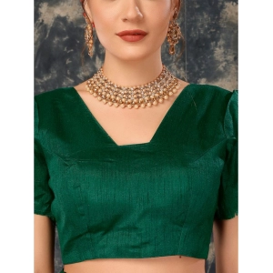 Generic Women's Vichitra Bandhini Saree With Unstitched Blouse (Green, 5-6 Mtrs)
