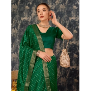Generic Women's Vichitra Bandhini Saree With Unstitched Blouse (Green, 5-6 Mtrs)