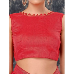 Generic Women's Vichitra Bandhini Saree With Unstitched Blouse (Pink, 5-6 Mtrs)