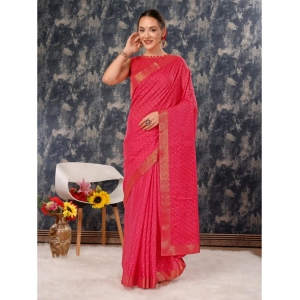 Generic Women's Vichitra Bandhini Saree With Unstitched Blouse (Pink, 5-6 Mtrs)