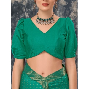 Generic Women's Vichitra Bandhini Saree With Unstitched Blouse (Rama Green, 5-6 Mtrs)