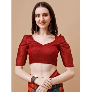 Generic Women's Georgette Floral Printed Saree With Unstitched Blouse (Maroon, 5-6 Mtrs)