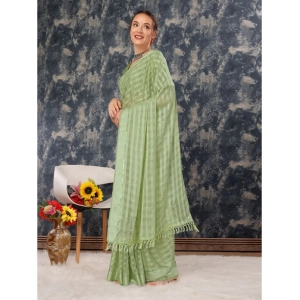 Generic Women's Chiffon Fabric Line Saree With Unstitched Blouse (Green, 5-6 Mtrs)