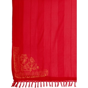 Generic Women's Chiffon Fabric Line Saree With Unstitched Blouse (Red, 5-6 Mtrs)