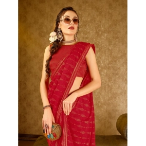 Generic Women's Zomto Laheriya Saree With Unstitched Blouse (Red, 5-6 Mtrs)