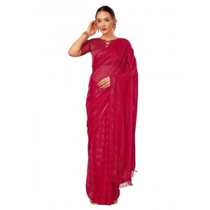 Generic Women's Chiffon Fabric Line Saree With Unstitched Blouse (Rani, 5-6 Mtrs)