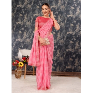 Generic Women's Zomto Checked Saree With Unstitched Blouse (Pink, 5-6 Mtrs)