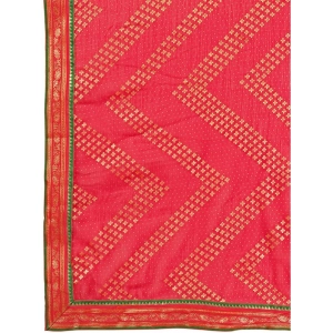 Generic Women's Zomto Zig Zag Saree With Unstitched Blouse (Pink, 5-6 Mtrs)